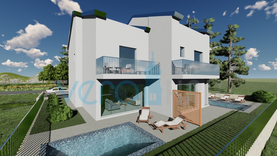 Punat, otok Krk, moderna dvojna kuća sa otvorenim pogledom na more