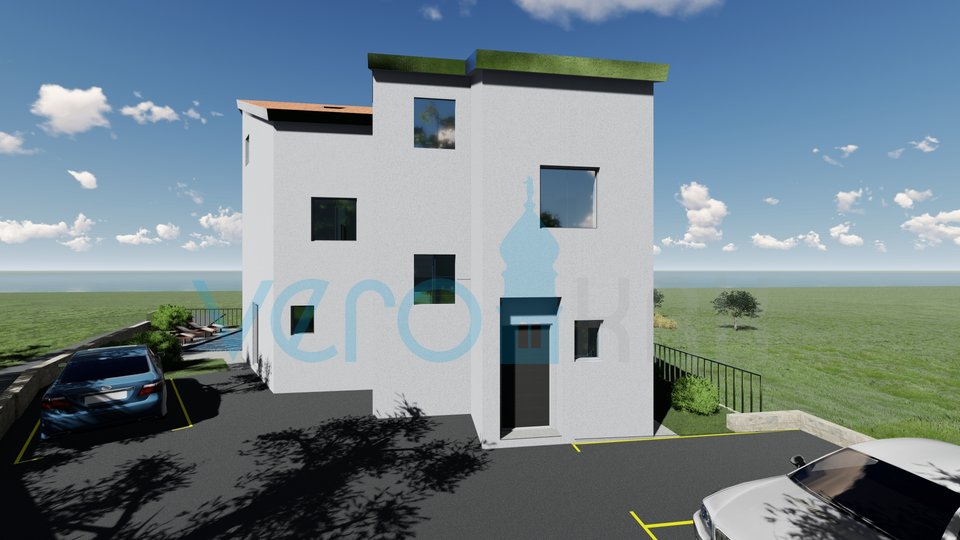Punat, otok Krk, moderna dvojna kuća sa otvorenim pogledom na more