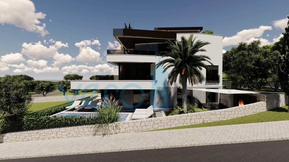 Mesto Krk, moderni penthouse 162 m2 s pogledom na morje in bazenom, prodamo
