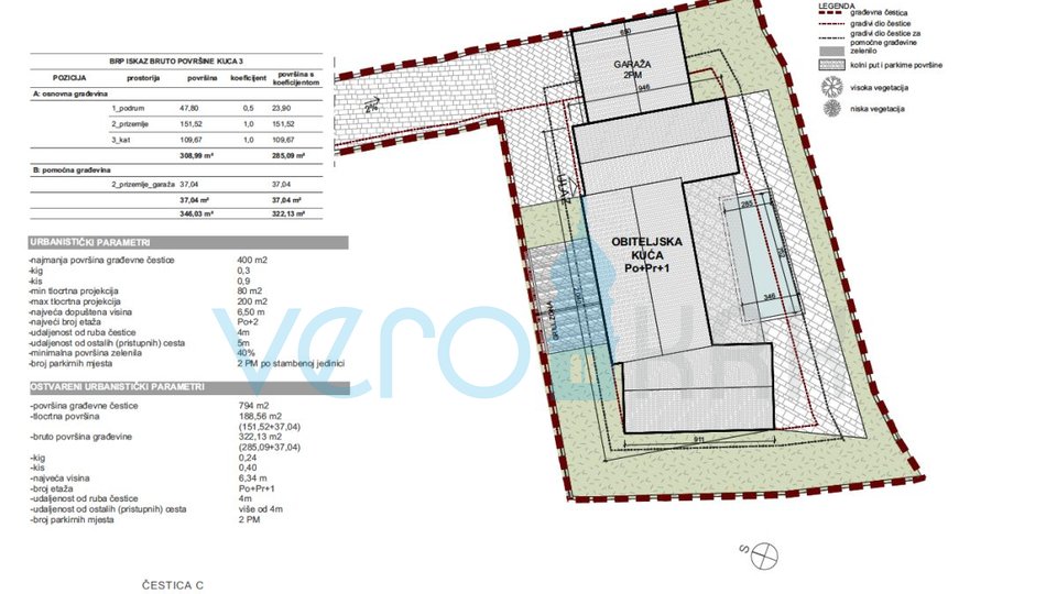 Vrbnik, okolica, Građevinsko zemljište 794m2 s predanom dokumentacijom za građevinsku dozvolu, prodaja