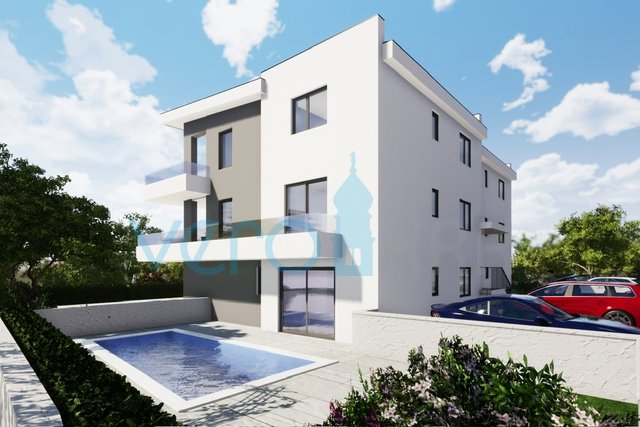 Malinska, Neubau, Penthouse mit Meerblick, Swimmingpool und Ein-Zimmer-Wohnung mit Garten, zu verkaufen