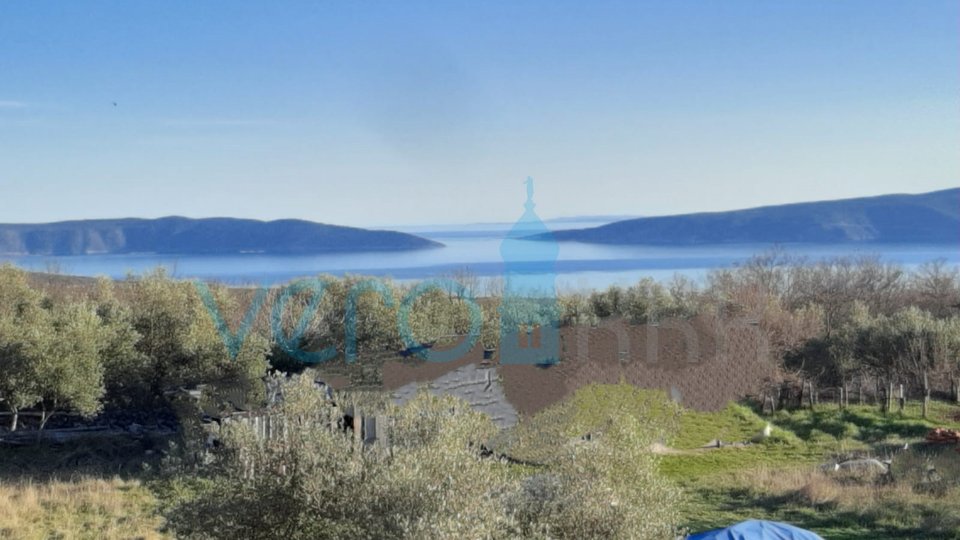 Otok Krk, grad Krk, šira okolica, građevinsko zemljište 547 m2 sa pogledom na more, prodaja
