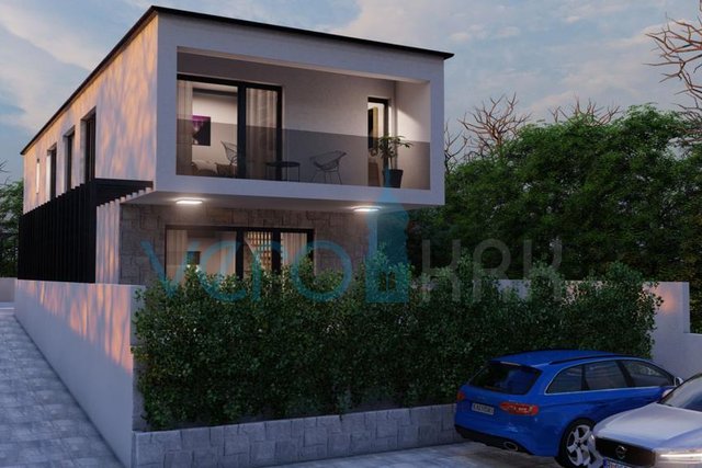 Malinska, center, new semi-detached house 101 m2, sea view, swimming pool, for sale
