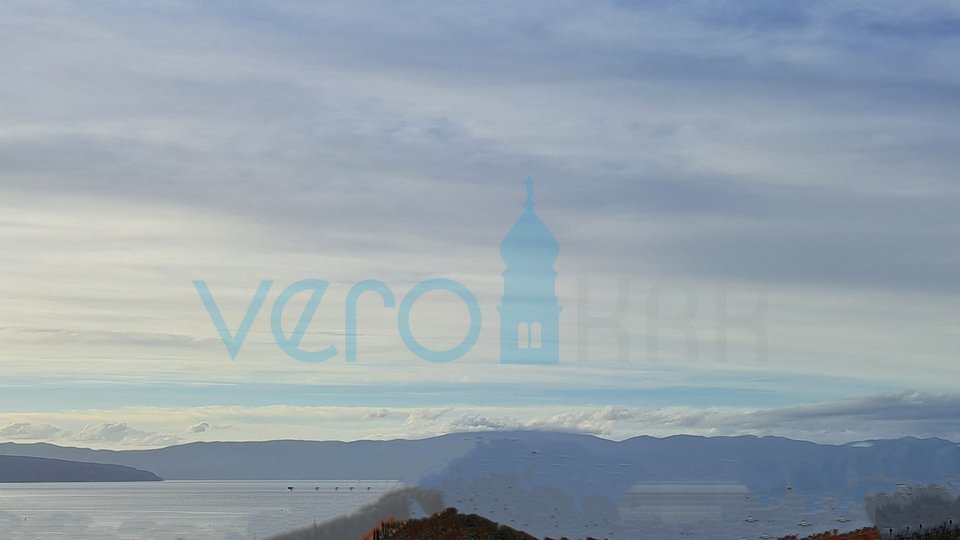 Malinska, otok Krk,građevinsko zemljište 852 m2 sa pogledom na more, prodaja