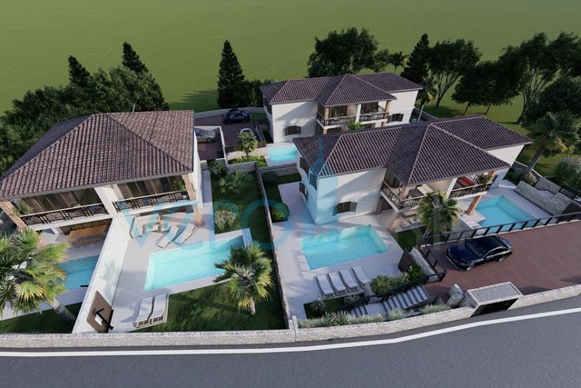 Krk, dintorni, Linardić terreno 2048m2, progetto resort, tre ville, in vendita