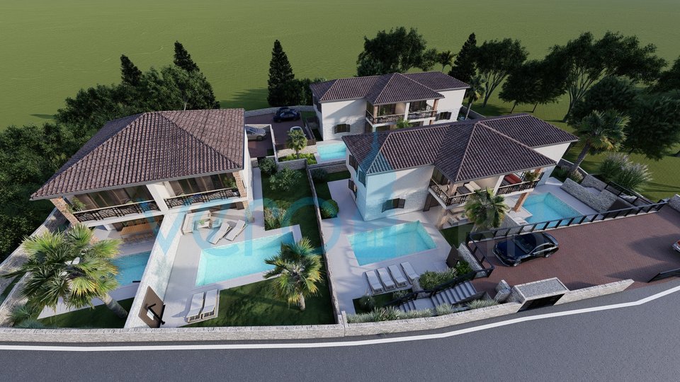 Krk, Linardići, land 2048m2, resort project, three villas, for sale