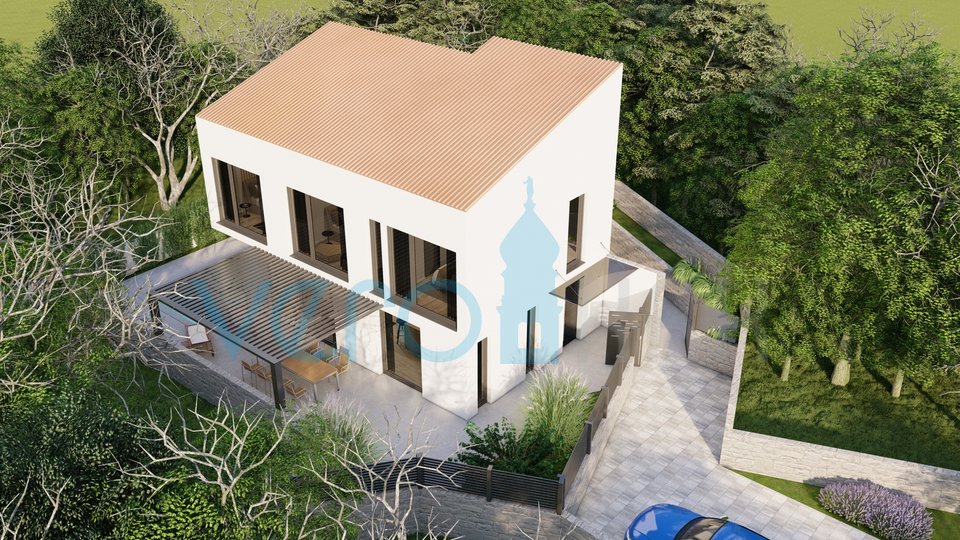 Isola di Krk, Malinska, casa indipendente di nuova costruzione, vista, piscina, in vendita