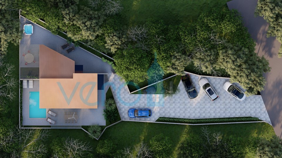 Isola di Krk, Malinska, casa indipendente di nuova costruzione, vista, piscina, in vendita