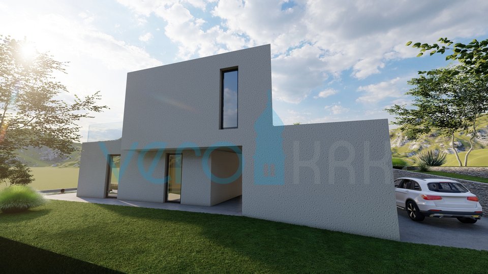 Città di Krk, dintorni, villa dal design ultramoderno, piscina, vista mare, in vendita