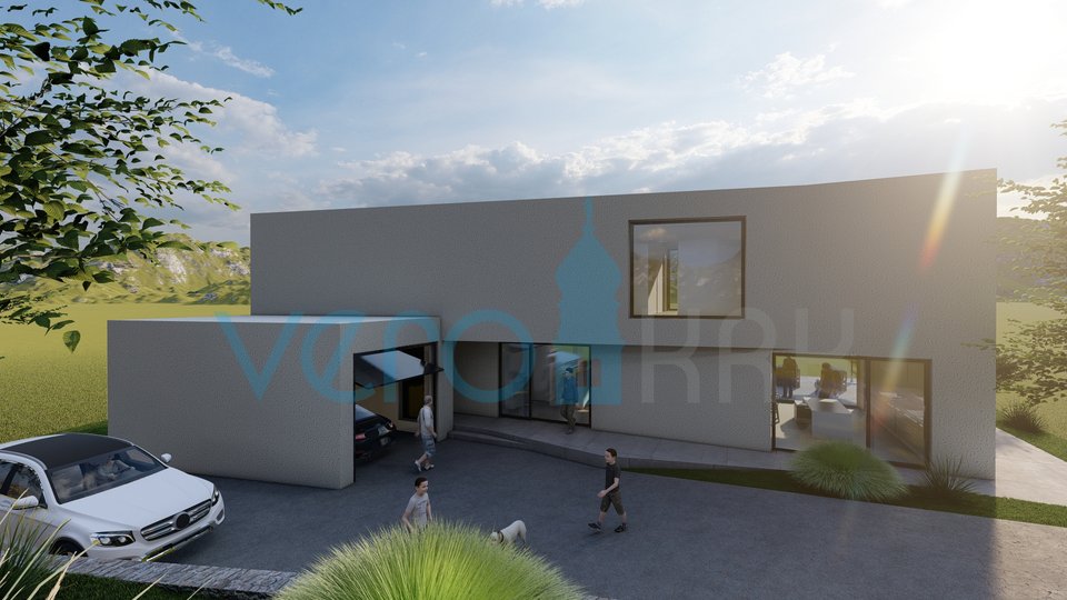 Città di Krk, dintorni, villa dal design ultramoderno, piscina, vista mare, in vendita