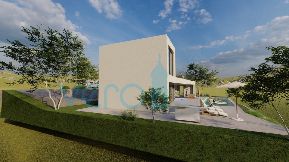 Città di Krk, dintorni, villa dal design ultramoderno, piscina, vista mare, in vendita