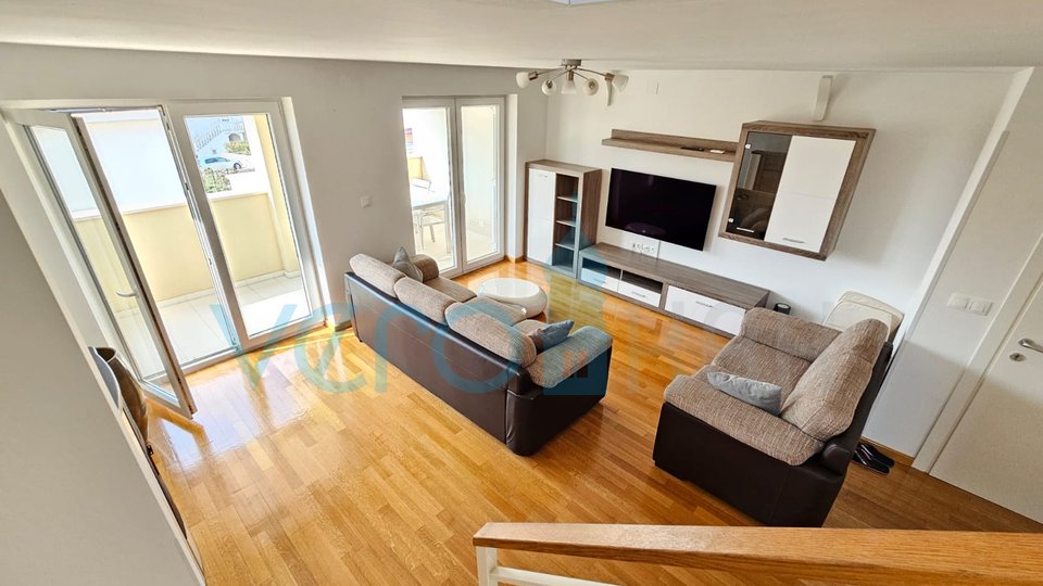 Malinska, near the center, Nice two-story apartment 100 m2 with an open sea view, for sale