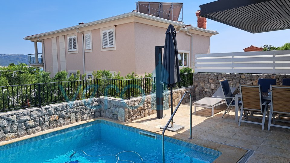 Island of Krk, Town of Krk, nearby, Villa with pool in a great location, sea view, for sale