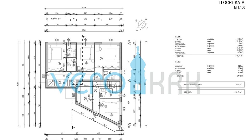 Malinska, Zentrum, neu gebaute Doppelhaushälfte mit Pool, Meerblick, Garten, zu verkaufen