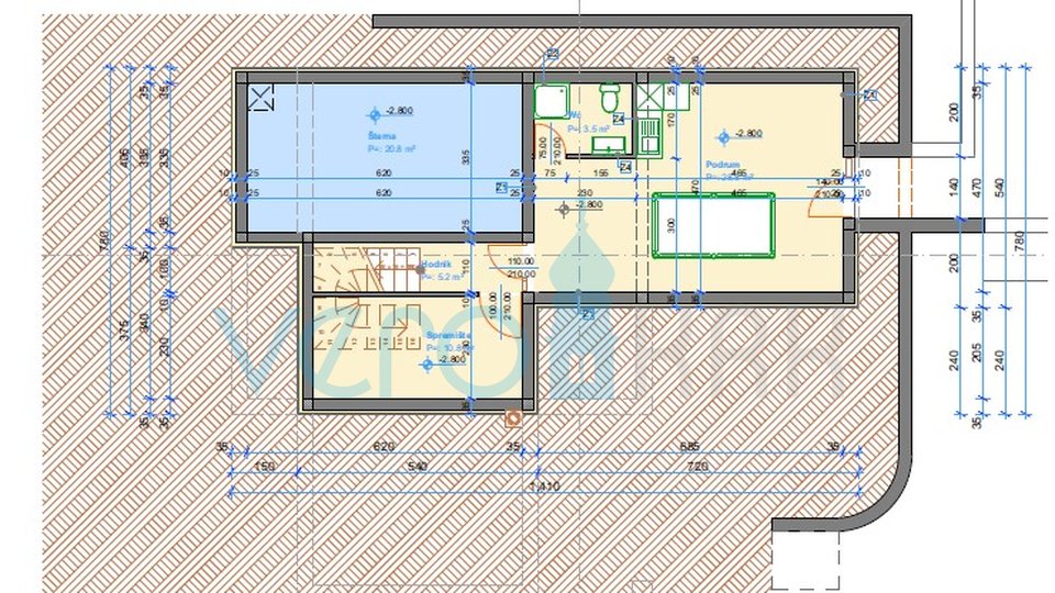 Krk, Umgebung, Einfamilienhaus 220m2 roh bau mit Meerblick, zu verkaufen