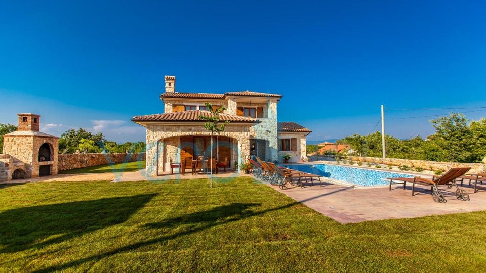 Krk, surroundings, Detached stone villa with a large garden and swimming pool, for sale