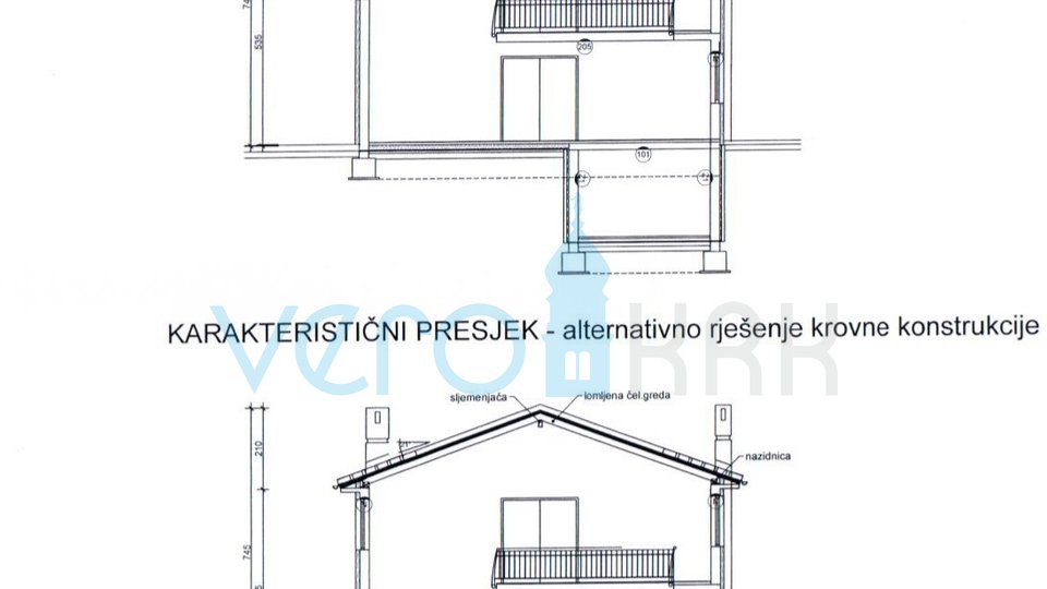 Otok Krk, Vrbnik, okolica, gradbeno zemljišče 885 m2 z gradbenim dovoljenjem, prodaja