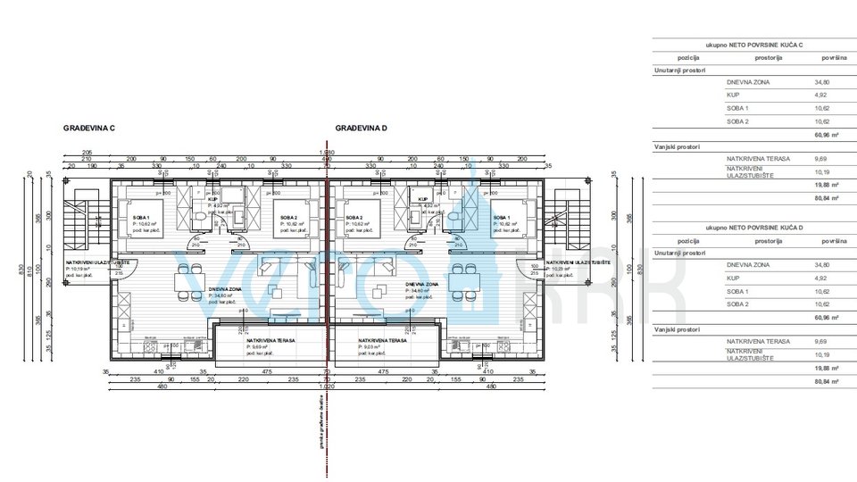 Uvala Soline, Čižići, 2-bedroom apartments with terraces in a new building 320m from the beach, for sale