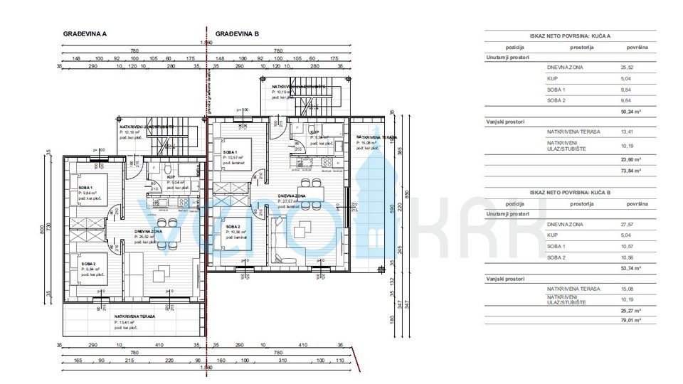 Uvala Soline, Čižići, 2-bedroom apartments with terraces in a new building 320m from the beach, for sale