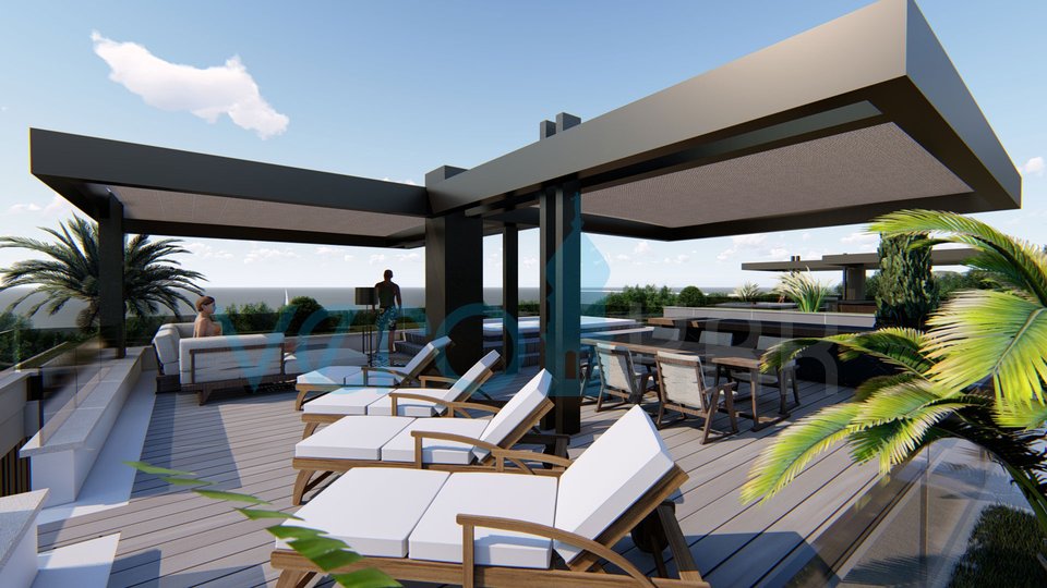 Njivice, otok Krk, apartman sa bazenom u prizemlju moderne vile