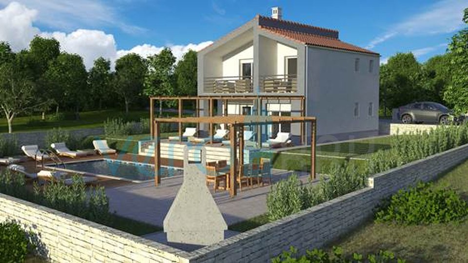 Vrbnik, island of Krk, dynamic detached house with pool and large garden