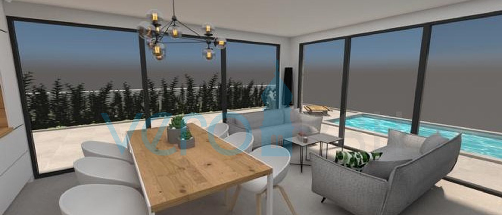 Stadt Krk, elegantes Apartment mit zwei Schlafzimmern, Garten und Pool