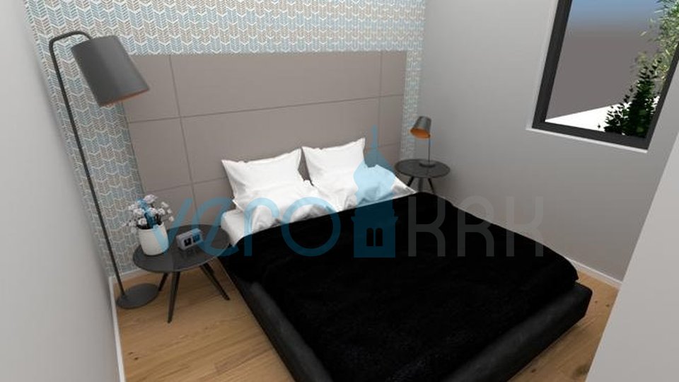 Città di Krk, elegante appartamento con due camere da letto con giardino e piscina